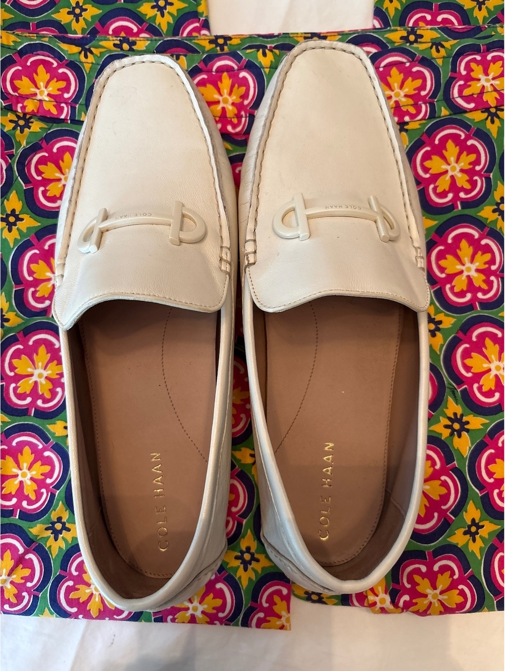Cole Haan Ivory Leather Tully Bit Driver 10.5B